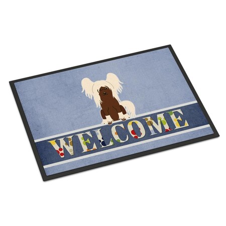 Carolines Treasures 18 x 27 in. Chinese Crested Cream Welcome Indoor or Outdoor Mat BB5694MAT